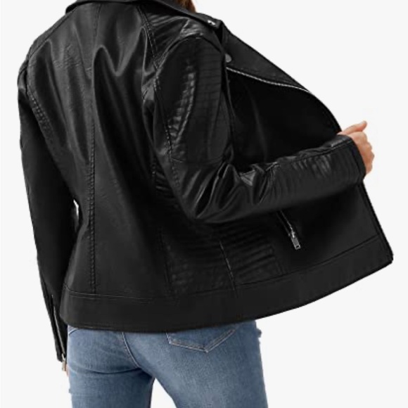 Black Faux Leather Jacket URBEST 3XL - Picture 8 of 9